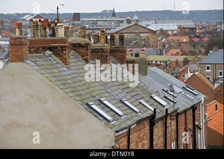 Blick über die Dächer der Häuser in Scarborough North Yorkshire England UK Stockfoto