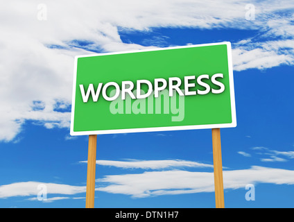 3D Wordpress anmelden Grün am Himmelshintergrund Stockfoto