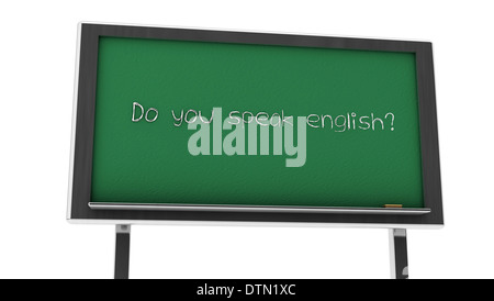 3D sprichst du Englisch Schiefer auf weißem Hintergrund Stockfoto