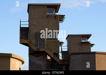 WW2 Aussichtstürme, Landguard Fort, Felixstowe, Suffolk, UK. Stockfoto