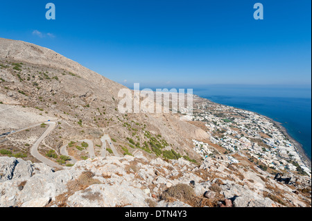 Blick auf Santorini Griechenland aus antiken Thera historische Stätte Stockfoto