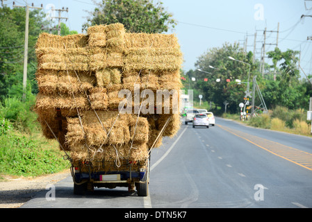 Heu-LKW auf der Straße in Thailand Stockfoto