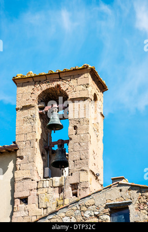 Glockenturm in Pienza in der Toskana, Italien, Europa Stockfoto