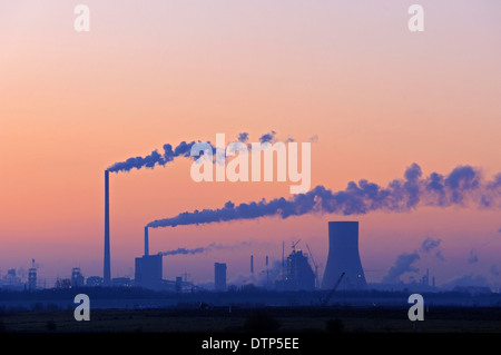 Zeche Walsum und neuen Steinkohle-Kraftwerk, Duisburg-Walsum, Niederrhein, Nordrhein-Westfalen, Deutschland Stockfoto