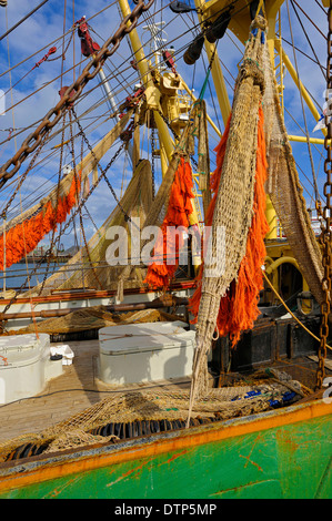 Angelboot/Fischerboot im Hafen von Oudeschild, Insel Texel, Niederlande Stockfoto