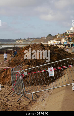 Bournemouth, UK. 22. Februar 2014. Promenade zwischen Boscombe und Bournemouth Pier ist abgesperrt folgt ein Erdrutsch infolge der jüngsten schweren Regen. Bildnachweis: Carolyn Jenkins/Alamy Live-Nachrichten Stockfoto