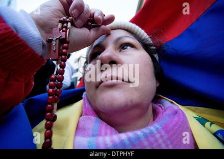 London, UK, UK. 22. Februar 2014. Hunderte von UK Venezolaner und ihre Anhänger protestierten in London gegen die anhaltende Gewalt und Korruption in ihrem Heimatland Credit: Gail Orenstein/ZUMAPRESS.com/Alamy Live News Stockfoto