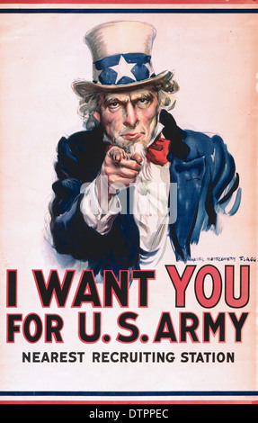 Vintage "Ich will Sie für die US-Armee" Uncle Sam recruiting poster Stockfoto