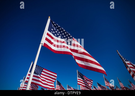 Eine Darstellung der amerikanischen Flaggen mit einem himmelblauen Hintergrund Stockfoto