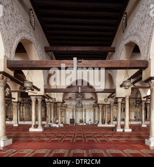 Gebet Hall und Mihrab, al-Azhar-Moschee, Kairo, Ägypten Stockfoto