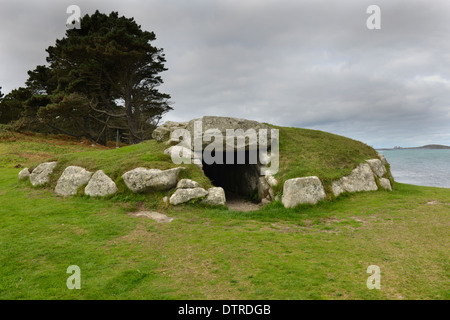 Innisidgen oberen Grabkammer auf St Mary's, Isles of Scilly Stockfoto