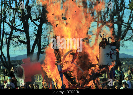 Montpellier, Frankreich, 22. Februar 2014. Occitan Karneval von Schulen Calandretas Montpellier organisiert. Durch die Straßen und das Urteil des Herrn Carnival vorgeführt. Bildnachweis: Digitalman/Alamy Live-Nachrichten Stockfoto