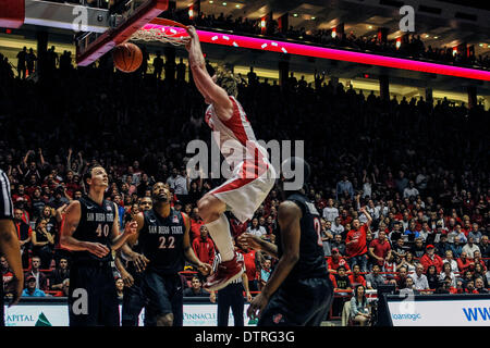 22. Februar 2014: New Mexico Lobos weiterleiten Cameron Bairstow #41 in Aktion während der zweiten Hälfte von der NCAA Basketball-Spiel zwischen San Diego State Aztecs und Universität New Mexico Lobos an der Grube in Albuquerque, New Mexico. Lobos besiegten die Azteken 58-44. Kredit Bildmedien © Lou Novick/Cal Sport Stockfoto