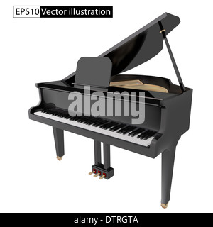 Vector Illustration Gand Piano isoliert auf weißem Hintergrund Stockfoto