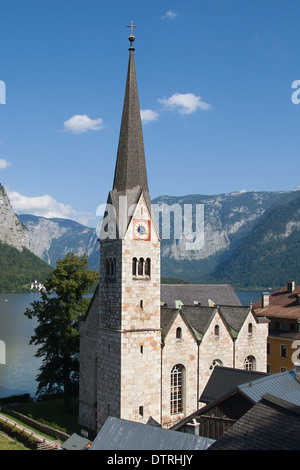 Evangelische Kirche in Hallstatt, Österreich. Stockfoto