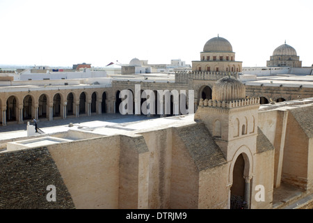 Die große Moschee von Kairouan, auch bekannt als die Moschee Uqba, eine der wichtigsten Moscheen in Tunesien. Stockfoto