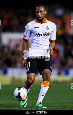 Valencia, Spanien. 23. Februar 2014. Keita in Aktion während der La Liga-Spiel zwischen Valencia und Granada im Mestalla-Stadion, Valencia-Credit: Action Plus Sport/Alamy Live News Stockfoto