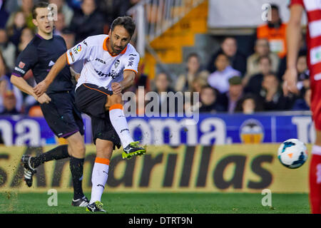 Valencia, Spanien. 23. Februar 2014. Während der La Liga-Spiel zwischen Valencia und Granada im Mestalla-Stadion, Valencia Credit schießt vorwärts Jonas Gonsalves von Valencia CF: Action Plus Sport/Alamy Live News Stockfoto