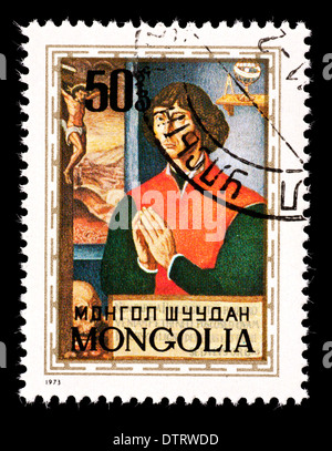 Briefmarke aus der Mongolei Darstellung Copernicus Stockfoto