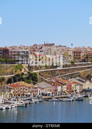 Blick auf Mao - Hauptstadt von Menorca, Balearen, Spanien Stockfoto