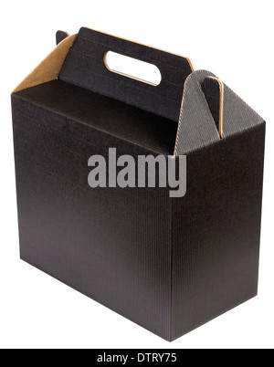 Neue Box dunkle lose Wellpappe für Weinflaschen isoliert. Masse prodiction, selektiven Fokus Stockfoto