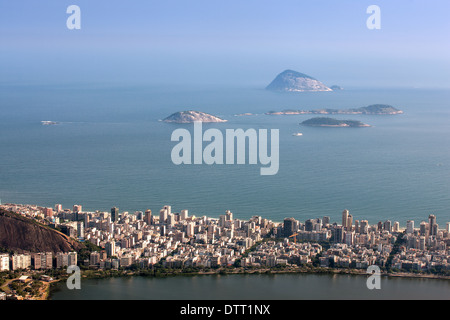 Ipanema-Blick vom Corcovado, Laguna Rodrigo de Feitas, Rio De Janeiro, Brasilien Stockfoto