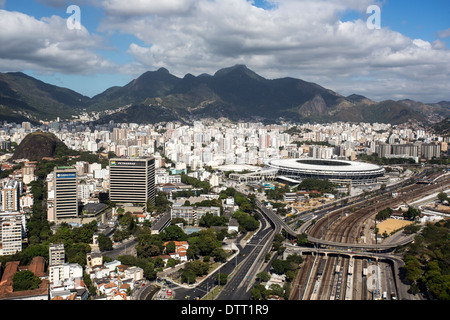 Luftaufnahme des nationalen Maracana-Stadion in Rio De Janeiro, die Gastgeber der World-Cup-Finale 2014 in Brasilien Stockfoto