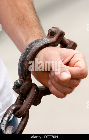 Amnesty International Kämpferin mit Schäkel in London Stockfoto