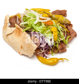 Lamm döner isoliert auf einem weißen Studio-Hintergrund. Stockfoto