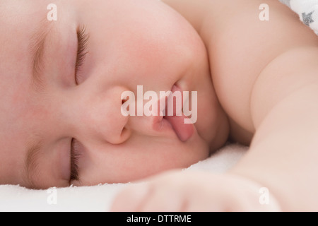 Close up Portrait of Hispanic Babyjungen schlafenden Gesicht Stockfoto