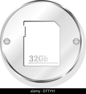 Flash-Speicherkarte auf Metall Symbolschaltfläche Stockfoto