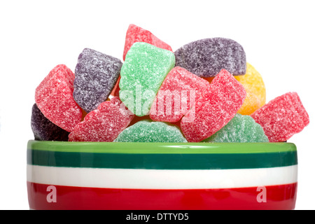 Urlaub Gummibonbon Bonbons in einer Vielzahl von Farben und Aromen in einer festlichen Schüssel Stockfoto