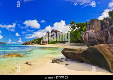 Strand-Source d ' Argent in Seychellen Stockfoto