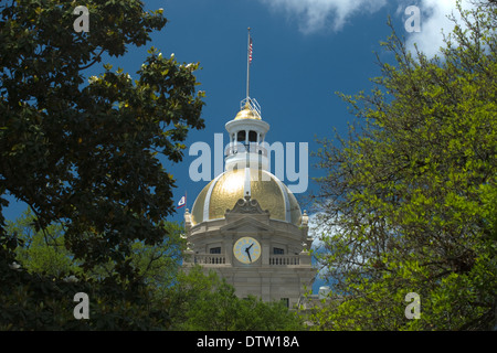 GOLDENE KUPPEL DER CITY HALL DOWNTOWN SAVANNAH GEORGIA USA Stockfoto