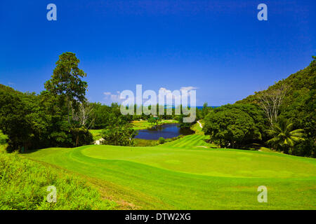 Golfplatz auf der Insel Praslin, Seychellen Stockfoto