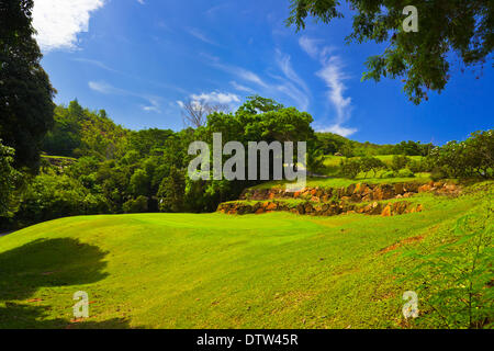 Golfplatz auf der Insel Praslin, Seychellen Stockfoto