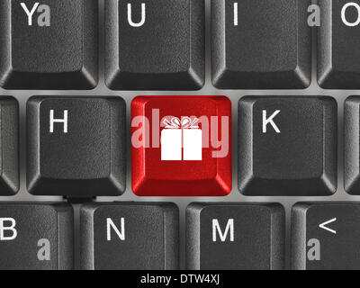 Computer-Tastatur mit Geschenk-Schlüssel Stockfoto
