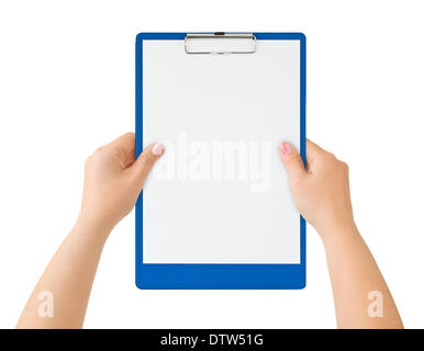 Zwischenablage in Händen Stockfoto