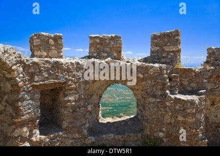 Ruinen der alten Festung in Mystras, Griechenland Stockfoto