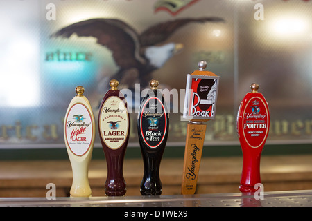 Tampa, Florida - Biere vom Fass in der Probierstube in der Yuengling Brauerei. Proben werden angeboten, nachdem man die Brauerei besichtigen. Stockfoto