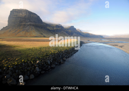 Atemberaubende Landschaft entlang der Autobahn Nummer 1, der Süden Islands Stockfoto
