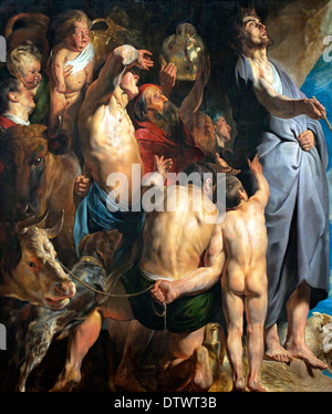 Moses Wasser aus dem Felsen (1593) JACOB JORDAENS (1593-1678) flämischen belgischen Belgien auffallend Stockfoto