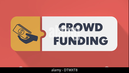 Crowd-Funding Konzept im Flat Design mit langen Schatten. Stockfoto