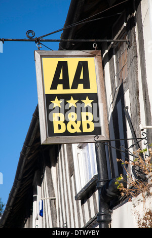 3-Sterne AA Zeichen für Bed &amp; Breakfast Hotel Unterkunft, Dedham, Essex, England Stockfoto