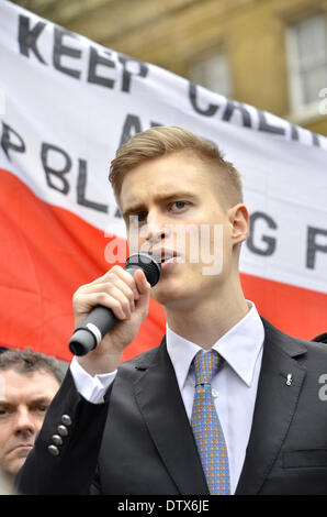 London, UK. 24. Februar 2014. Polnische Protest gegen Diskriminierung durch Politiker & Medien in London. Bildnachweis: Marcin Libera/Alamy Live-Nachrichten Stockfoto