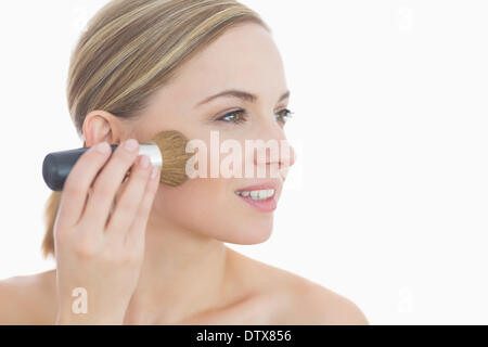 Nahaufnahme der jungen Frau auf Make-up Stockfoto