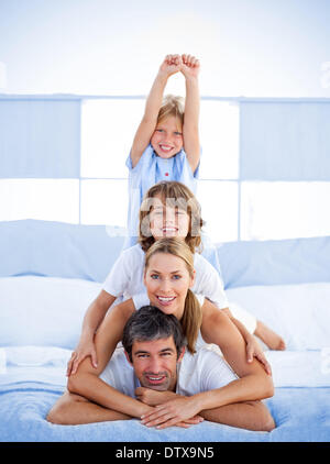 Jolly glückliche Familie Spaß Stockfoto