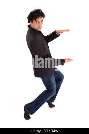 Attraktiver Mann zeigen Ihnen etwas Stockfoto