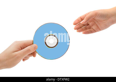 Hände und dvd Stockfoto