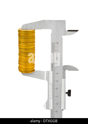 Bremssättel und Stapel von Münzen Stockfoto